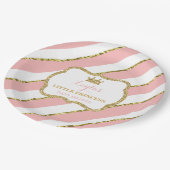 Kleine Druckpapierplatte, rosa, goldfarbener Glitz Pappteller (Schrägansicht)