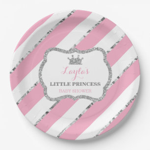 Kleine Druckpapierplatte, rosa, silberfarbener Gli Pappteller