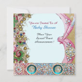 KLEINE DRUCKSTORK BABY SHOWER, BLUMENVERSTÄRKUNG EINLADUNG (Rückseite)