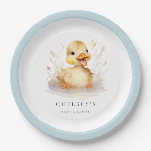 Kleine Duckling Babydusche Pappteller (Vorderseite)