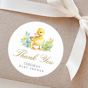 Kleine Duckling Duck Babydusche Danke Runder Aufkleber
