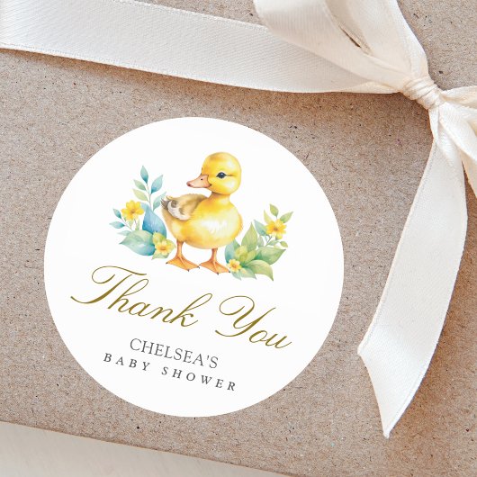 Kleine Duckling Duck Babydusche Danke Runder Aufkleber