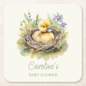 Kleine Duckling Duck Babydusche Personalisiert Rechteckiger Pappuntersetzer (Vorderseite)