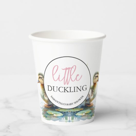 Kleine Duckling Paper Cups Girl Babydusche Pappbecher (Vorderseite)