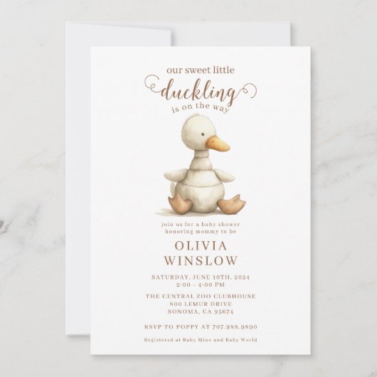 Kleine Duckling Watercolor Babydusche Einladung (Vorderseite)