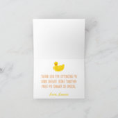 Kleine Duckschläuche bald Baby Dusche Danke, T Dankeskarte (Innenseite)