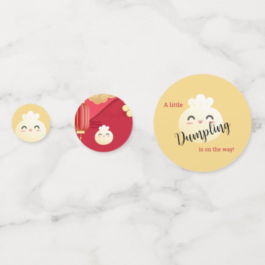 Kleine duftende Babydusche mit asiatischem Tischko Konfetti (Rückseiten)