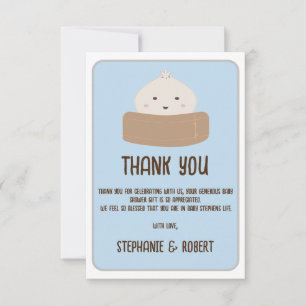 Kleine Dumpling auf dem Weg Blue Baby Dusche Dankeskarte