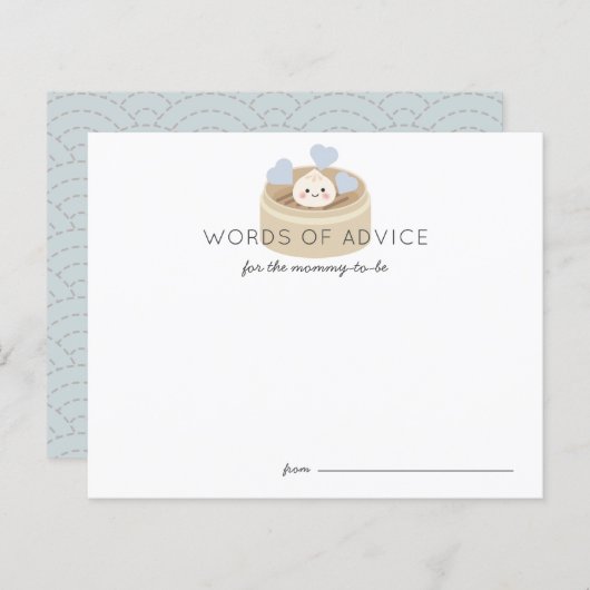 Kleine Dumpling Baby Dusche Blue Advice Card (Vorne/Hinten)