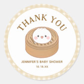 Kleine Dumpling Babydusche Danke Runder Aufkleber (Vorderseite)