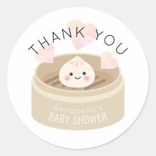 Kleine Dumpling Babydusche Danke Runder Aufkleber