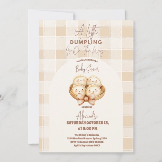 Kleine Dumpling Babydusche Einladung (Vorderseite)