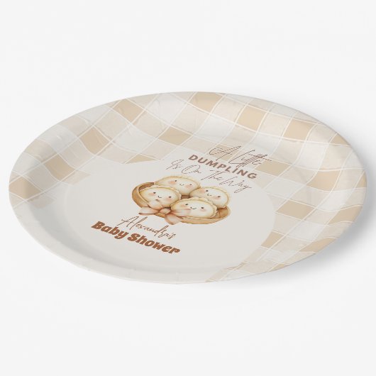 Kleine Dumpling Babydusche Pappteller (Schrägansicht)