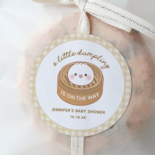 Kleine Dumpling Babydusche Pflegeaufkleber Runder Aufkleber