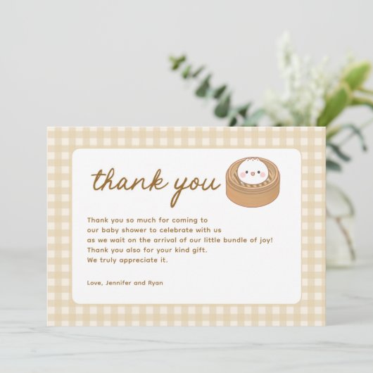 Kleine Dumpling Bao Babydusche Dankeskarte (Stehend Vorderseite)