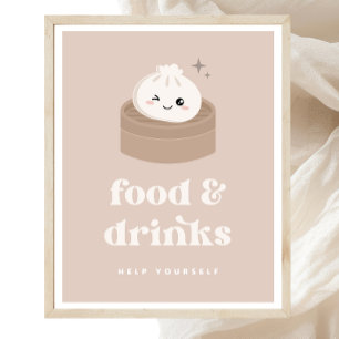 Kleine Dumpling Bao Dim Sum Food & Drinks Zeichen Poster