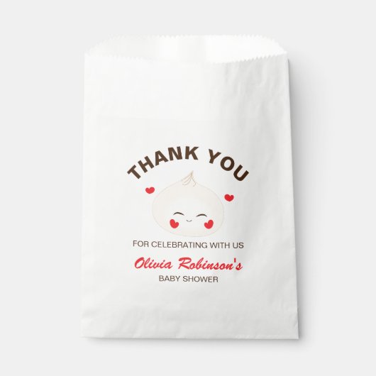Kleine Dumpling Dim Sum Baby Dusche Geschenktütchen (Vorderseite)
