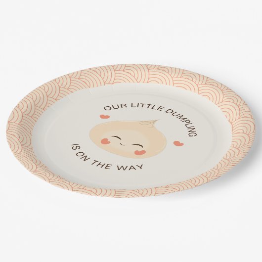 Kleine Dumpling Dim Sum Baby Dusche Pappteller (Schrägansicht)