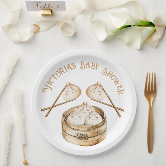 Kleine Dumpling Dim Sum Gender Neutral Baby Dusche Pappteller (Hochzeit)