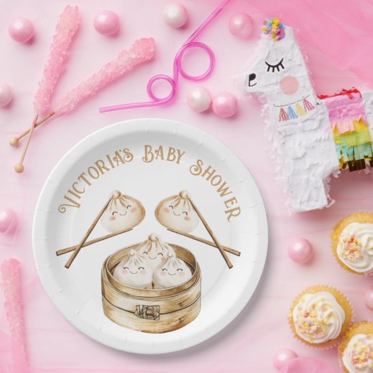 Kleine Dumpling Dim Sum Gender Neutral Baby Dusche Pappteller (Party)