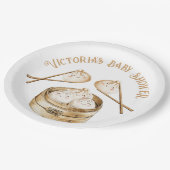 Kleine Dumpling Dim Sum Gender Neutral Baby Dusche Pappteller (Schrägansicht)