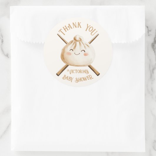 Kleine Dumpling Dim Sum Gender Neutral Baby Dusche Runder Aufkleber (Tasche)
