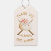 Kleine Dumpling Dim Sum Girl Babydusche Geschenkanhänger (Rückseite)