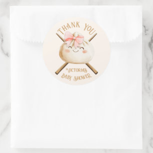 Kleine Dumpling Dim Sum Girl Babydusche Runder Aufkleber