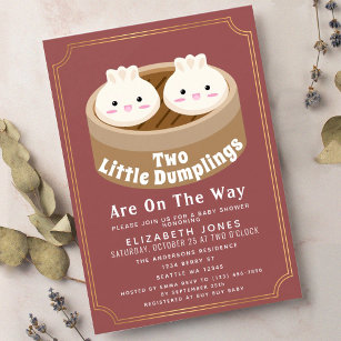 Kleine Dumpling Twins Babydusche Einladung