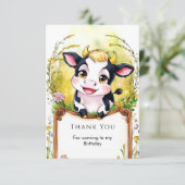 Kleine einfache Kuh zum Geburtstag Dankeskarte (Stehend Vorderseite)