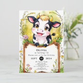 Kleine einfache Kuh zum Geburtstag Einladung (Stehend Vorderseite)