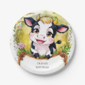 Kleine einfache Kuh zum Geburtstag Pappteller (Vorderseite)