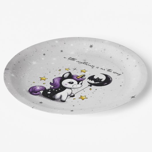 Kleine Einhorn-Babydusche Pappteller (Schrägansicht)