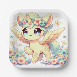 Kleine Einhorn-Babydusche Pappteller