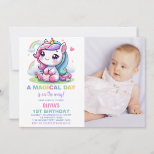 Kleine Einhorn Geburtstagseinladungen mit Foto Einladung