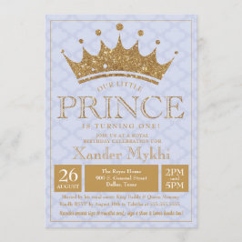 Kleine Einladung Prinz-Gold Crown Boy Birthday