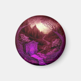 Kleine einzigartige Hütte entlang eines Bachlaufs Magnet