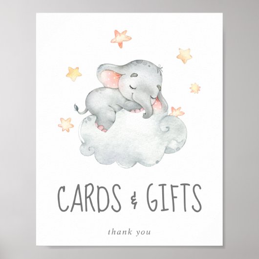 Kleine Elefant Baby Girl Cards und Geschenke Zeich Poster (Vorne)