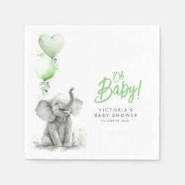 Kleine Elefant Niedlich Green und Gray Baby Dusche Serviette