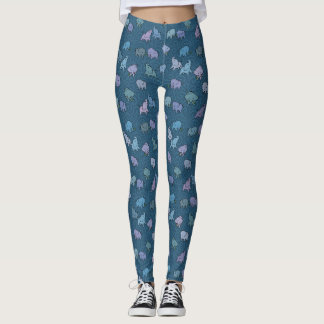 Kleine Elefanten auf blauen Wirbel-Leggings Leggings