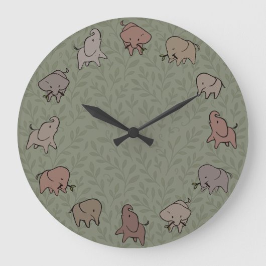Kleine Elefanten Große Wanduhr (Vorderseite)