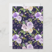 kleine Elefantendusche lila Blumenpaare Einladung (Rückseite)