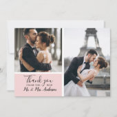 Kleine Elegante Blush 2 Foto Collage Wedding Mitteilungskarte (Vorderseite)