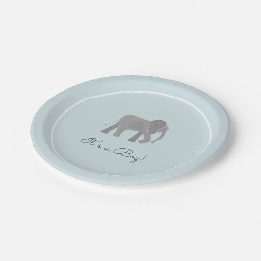 Kleine Elephant Baby Dusche Pappteller (Schrägansicht)