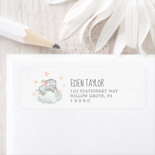 Kleine Elephant Girl Babydusche Rücksendeadresse (Insitu)