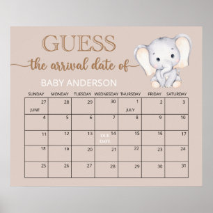 Kleine Elephant Guess Due Date Calendar Poster