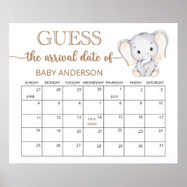 Kleine Elephant Guess Due Date Calendar Poster