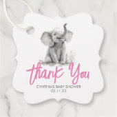 Kleine Elephant Pink Gray Baby Dusche Danke Geschenkanhänger (Vorderseite)