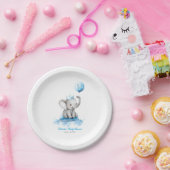 Kleine Elephant Prince Niedlich Blue Baby Dusche Pappteller (Party)