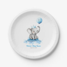 Kleine Elephant Prince Niedlich Blue Baby Dusche Pappteller